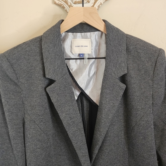 Court & Rowe Waffle Knit Cotton Blend Blazer | Grey | Size XL | NWT - Picture 5 of 10